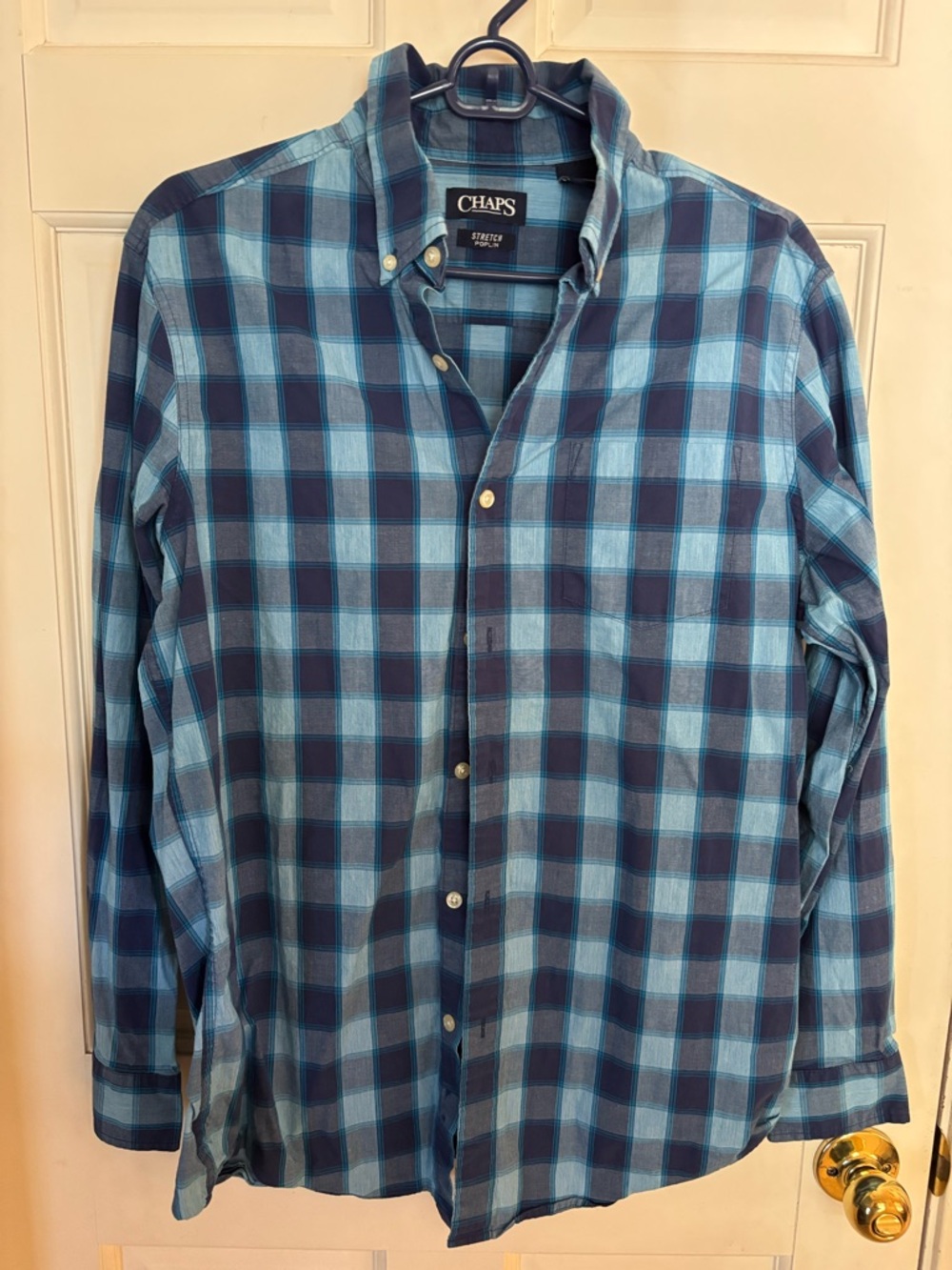 Chaps Blue Plaid Cotton Button-Down Shirt